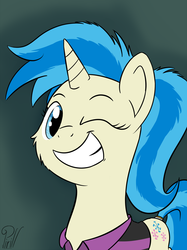 Size: 1280x1707 | Tagged: safe, artist:pirill, allie way, pony, unicorn, g4, 30 minute art challenge, female, smiling, solo, wink