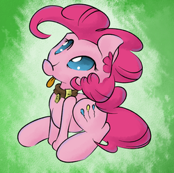 Size: 757x750 | Tagged: safe, artist:lordhonk, pinkie pie, earth pony, pony, g4, collar, female, mare, solo, tongue out