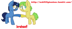 Size: 1014x412 | Tagged: safe, artist:jackiesponies, night light, uncle orange, g4, 30 minute art challenge, hoofbump