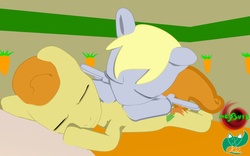 Size: 1131x707 | Tagged: safe, artist:k-techinc, carrot top, derpy hooves, golden harvest, pegasus, pony, g4, 3d, female, gmod, lesbian, mare, ship:derpytop, shipping, sleeping