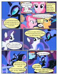 Size: 612x792 | Tagged: safe, artist:newbiespud, edit, edited screencap, screencap, applejack, cherry cola, cherry fizzy, minuette, nightmare moon, pinkie pie, rainbow dash, rarity, alicorn, earth pony, pegasus, pony, unicorn, comic:friendship is dragons, friendship is magic, g4, comic, female, looking down, looking up, mare, screencap comic