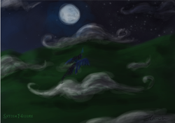 Size: 900x634 | Tagged: dead source, safe, artist:systemf4ilure, princess luna, g4, female, moon, night, solo