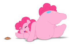 Size: 1347x821 | Tagged: safe, artist:revadiehard, pinkie pie, g4, belly, belly button, cookie, fat, obese