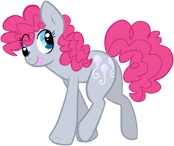 Size: 505x424 | Tagged: dead source, safe, artist:deerspit, derpy hooves, pinkie pie, oc, oc only, earth pony, pony, g4, butt, derp, female, fusion, fusion:derpy hooves, fusion:derpypie, fusion:pinkie pie, mare, plot, solo, tongue out
