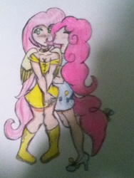 Size: 720x960 | Tagged: safe, fluttershy, pinkie pie, human, g4, female, humanized, lesbian, ship:flutterpie, shipping, tailed humanization