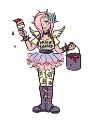 Size: 500x650 | Tagged: safe, artist:tinsil, fluttershy, human, friendship is witchcraft, g4, clothes, cult leader fluttershy, humanized, suspenders, tutu, winged humanization