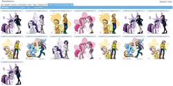 Size: 1897x948 | Tagged: safe, artist:glancojusticar, applejack, fluttershy, pinkie pie, rainbow dash, rarity, twilight sparkle, human, derpibooru, g4, front page, human ponidox, humanized, mane six, meta, spam