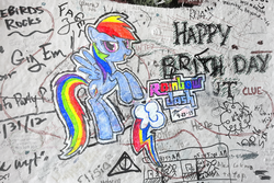 Size: 3264x2176 | Tagged: safe, artist:mushrooshi, rainbow dash, g4, graffiti, sharpie