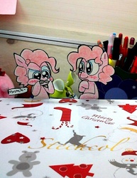 Size: 526x683 | Tagged: safe, artist:danadyu, pinkie pie, g4, jumped-out-pinkieanswers, paper child