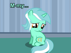 Size: 1280x960 | Tagged: safe, artist:sintakhra, lyra heartstrings, pony, unicorn, g4, ask filly lyra, cute, female, filly, filly lyra, frown, looking down, sad, sitting, solo, younger