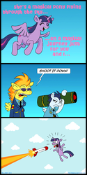 Size: 720x1444 | Tagged: safe, artist:hellarmy, soarin', spitfire, twilight sparkle, alicorn, pony, g4, asdfmovie, asdfmovie6, comic, female, mare, missile, missile launcher, rocket launcher, twilight sparkle (alicorn), wonderbolts