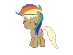 Size: 4000x3000 | Tagged: safe, artist:sintakhra, mjölna, earth pony, pony, g4, eyes closed, female, filly, rainbow wig, simple background, solo, transparent background, wig, younger