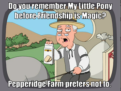 Size: 720x540 | Tagged: safe, g1, g2, g3, g3.5, barely pony related, meme, pepperidge farm