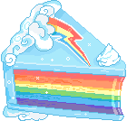 Size: 140x134 | Tagged: safe, artist:jousan, rainbow dash, g4, cake, customized toy, cutie mark, gif, no pony, non-animated gif, pixel art, pixel bubbles