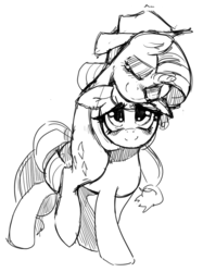 Size: 702x940 | Tagged: safe, artist:mewball, applejack, rarity, g4, accessory swap, female, lesbian, monochrome, ponies riding ponies, rarity riding applejack, riding, ship:rarijack, shipping