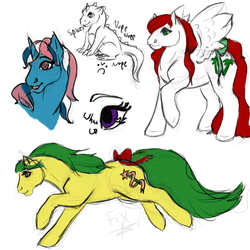 Size: 800x800 | Tagged: safe, artist:petit-cerf, fizzy, magic star, paradise, spike, g1, g4