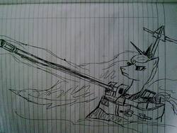 Size: 1024x768 | Tagged: safe, artist:lawrencexviii, princess luna, g4, female, lined paper, long range cannon, ponybattleship, solo, traditional art