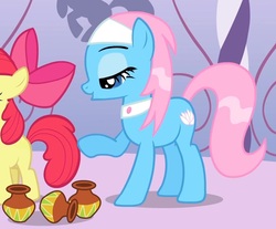 Size: 913x756 | Tagged: safe, screencap, apple bloom, lotus blossom, bridle gossip, g4, my little pony: friendship is magic, lidded eyes, out of context, spa