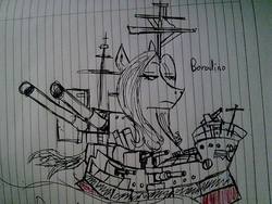 Size: 1024x768 | Tagged: safe, artist:lawrencexviii, oc, oc only, borodiponitov, lined paper, ponybattleship, traditional art