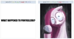 Size: 789x422 | Tagged: safe, artist:tidensbarn, pinkie pie, derpibooru, g4, exploitable meme, juxtaposition, juxtaposition win, meme, meta, pinkamena diane pie, text