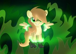 Size: 1057x755 | Tagged: safe, artist:maplesunrise, oc, oc only, oc:mapleshine, changeling, fire