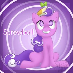 Size: 894x894 | Tagged: safe, artist:maplesunrise, screwball, g4, female, hat, propeller hat, solo