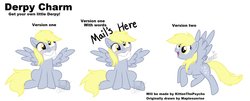 Size: 1405x568 | Tagged: safe, artist:maplesunrise, derpy hooves, pegasus, pony, g4, charm, cute, female, letter, mail, mare, mouth hold, paper child