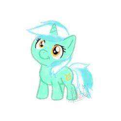 Size: 894x894 | Tagged: dead source, safe, artist:maplesunrise, lyra heartstrings, pony, unicorn, g4, chibi, female, simple background, smiling, solo, white background