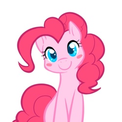 Size: 500x500 | Tagged: safe, artist:apzzang, pinkie pie, earth pony, pony, g4, blush sticker, blushing, cute, diapinkes, female, happy, looking at you, pixiv, simple background, solo, white background