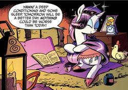 Size: 756x534 | Tagged: safe, artist:andypriceart, idw, official comic, applejack, rarity, g4, spoiler:comic, spoiler:comicm03, clothes, cropped, nightgown, shipping fuel