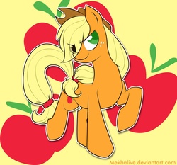 Size: 900x837 | Tagged: safe, artist:mekhalive, applejack, g4, female, raised hoof, solo