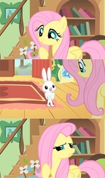 Size: 500x845 | Tagged: safe, artist:capnpea, edit, edited screencap, screencap, angel bunny, fluttershy, pegasus, pony, rabbit, g4, abs, animal, chest, fimbriae, muscles, swaggy, wat
