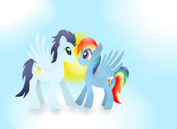 Size: 1024x745 | Tagged: safe, artist:linonka, rainbow dash, soarin', g4, female, male, ship:soarindash, shipping, straight