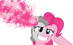 Size: 1920x1200 | Tagged: safe, artist:zaponator, pinkie pie, g4, bang, borderlands, female, headsplosion, paint, smiling, solo, surreal, vector, wallpaper