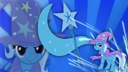 Size: 1920x1080 | Tagged: safe, artist:blackgryph0n, artist:daiochu, artist:misterlolrus, artist:triox404, trixie, pony, g4, cape, clothes, cutie mark, hat, trixie's cape, trixie's hat, wallpaper