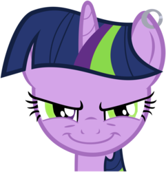 Size: 877x910 | Tagged: safe, artist:sandperv, edit, twilight sparkle, g4, c:, earring, piercing, simple background, smiling, smirk, transparent background, vector