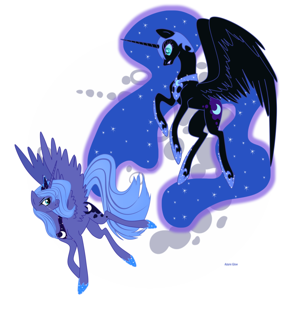 Safe Artist Mlpazureglow Nightmare Moon Princess Luna Duality S Luna Show