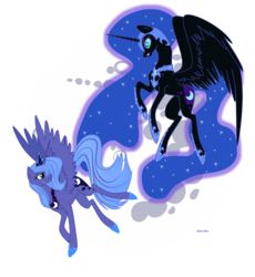 Size: 1920x2090 | Tagged: safe, artist:mlpazureglow, nightmare moon, princess luna, alicorn, pony, g4, duality, mare in the moon, moon, s1 luna, show accurate, simple background, transparent background