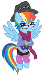 Size: 679x1177 | Tagged: safe, artist:dentist73548, rainbow dash, pegasus, pony, g4, clothes, glasses, hat, hipster, leg warmers, rainbow dork, scarf, simple background, solo, swag, transparent background, vector