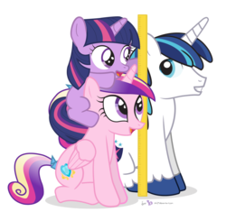 Size: 1100x1080 | Tagged: safe, artist:dm29, princess cadance, shining armor, twilight sparkle, g4, cute, filly, julian yeo is trying to murder us, simple background, transparent background, trio, twily, yardstick
