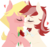 Size: 938x890 | Tagged: safe, artist:ghost, lily, lily valley, roseluck, pony, g4, duo, eyes closed, female, heart, lesbian, mare, nuzzling, shipping, simple background, transparent background