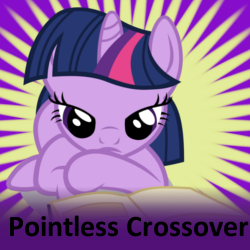 Size: 250x250 | Tagged: safe, artist:philomenathephoenix, twilight sparkle, g4, book, meta, pointless crossover, reading, spoilered image joke