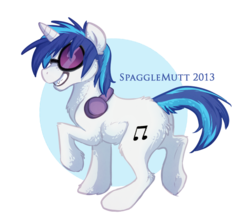 Size: 676x599 | Tagged: safe, artist:spagglemutt, dj pon-3, vinyl scratch, g4, female, grin, headphones, smiling, solo