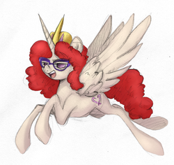 Size: 693x654 | Tagged: safe, artist:sb, twist, alicorn, pony, g4, alicornified, colored, female, glasses, race swap, solo, twisticorn