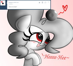 Size: 1000x900 | Tagged: safe, artist:albinonart, oc, oc only, oc:albino pie, earth pony, pony, blushing, heart, le, solo