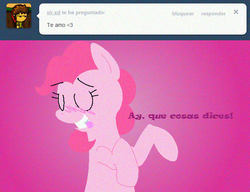 Size: 651x500 | Tagged: safe, pinkie pie, g4, blushing, pinkierespuestas, spanish, tongue out