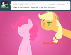 Size: 642x500 | Tagged: safe, applejack, pinkie pie, g4, pinkierespuestas, spanish