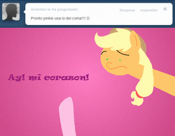 Size: 642x500 | Tagged: safe, applejack, pinkie pie, g4, pinkierespuestas, spanish