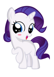 Size: 1087x1536 | Tagged: safe, artist:coltsteelstallion, rarity, pony, unicorn, g4, blushing, cute, female, filly, filly rarity, horn, open mouth, raised hoof, raribetes, simple background, smiling, solo, transparent background, vector, younger