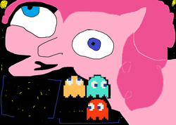 Size: 900x639 | Tagged: safe, artist:pinkamena, pinkie pie, g4, ms paint, pac-man, stylistic suck